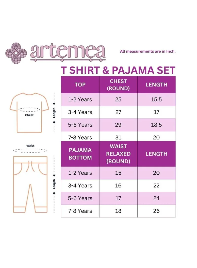 Artemea  Dancing Ballerina print Girls Premium Pajama set (2pc set -Top & Bottom) for Women | Best Price UAE